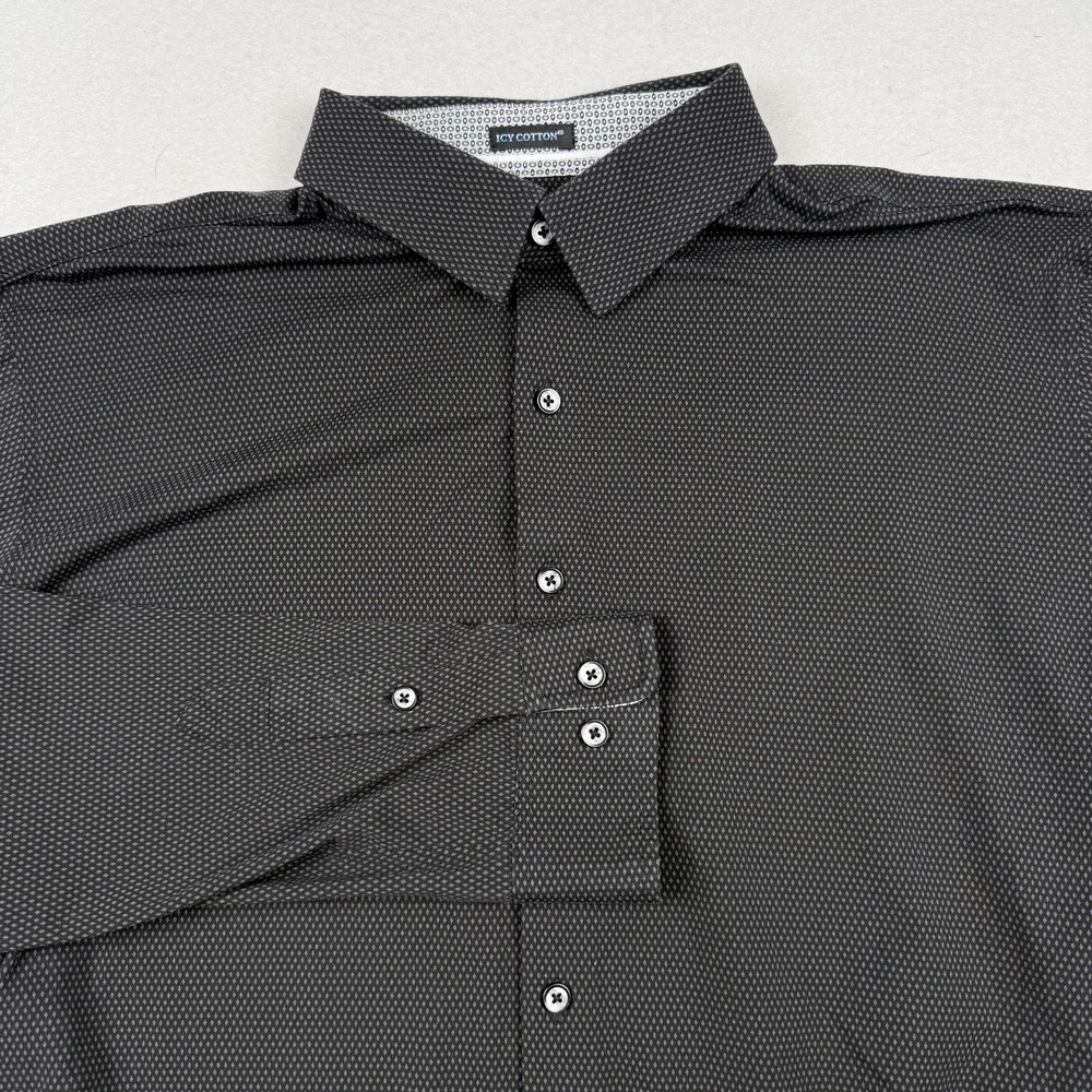 Buttercloth Icy Cotton Shirt Mens XL Black Micro Print Long Sleeve Button Up